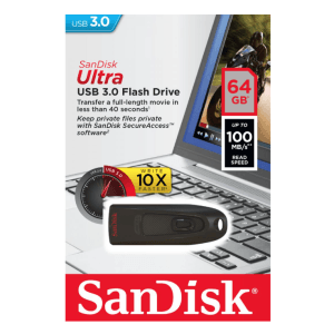 Memorie USB, Stick SanDisk Ultra 64GB, USB3.0, Negru