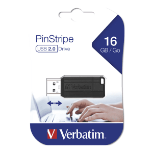 Memorie USB, Stick Verbatim PinStripe, 16GB, USB 2.0, Negru